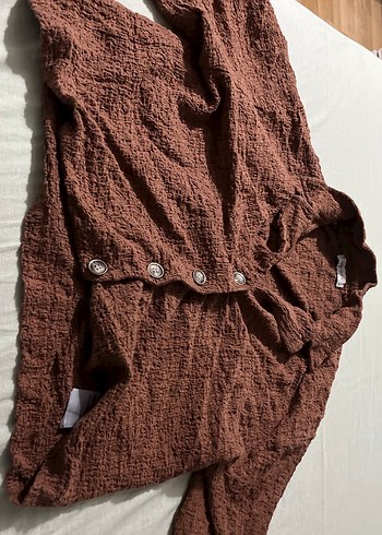 Düğmeli Keten Kadın Gömlek - Görsel 2