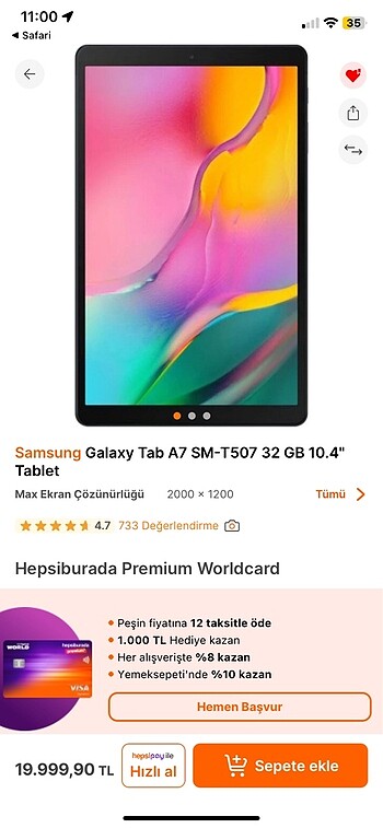 Beden Renk Samsung tab a7 sm t507
