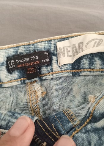 36 Beden Bağcıklı Mini Denim Şortlar, Pastel Mavi