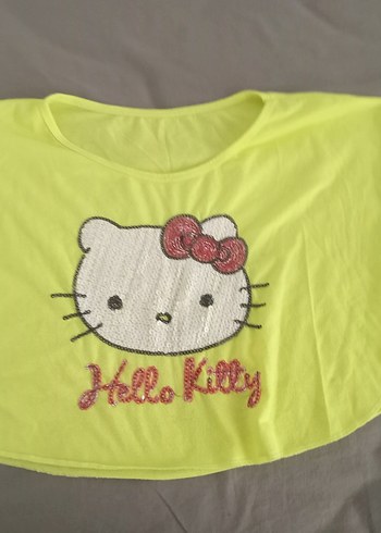 Sarı Hello Kitty Payetli Kız Tişörtü