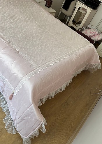 Nakışlı Pudra Pembe Yatak Örtüsü İSTİKBAL - Görsel 6