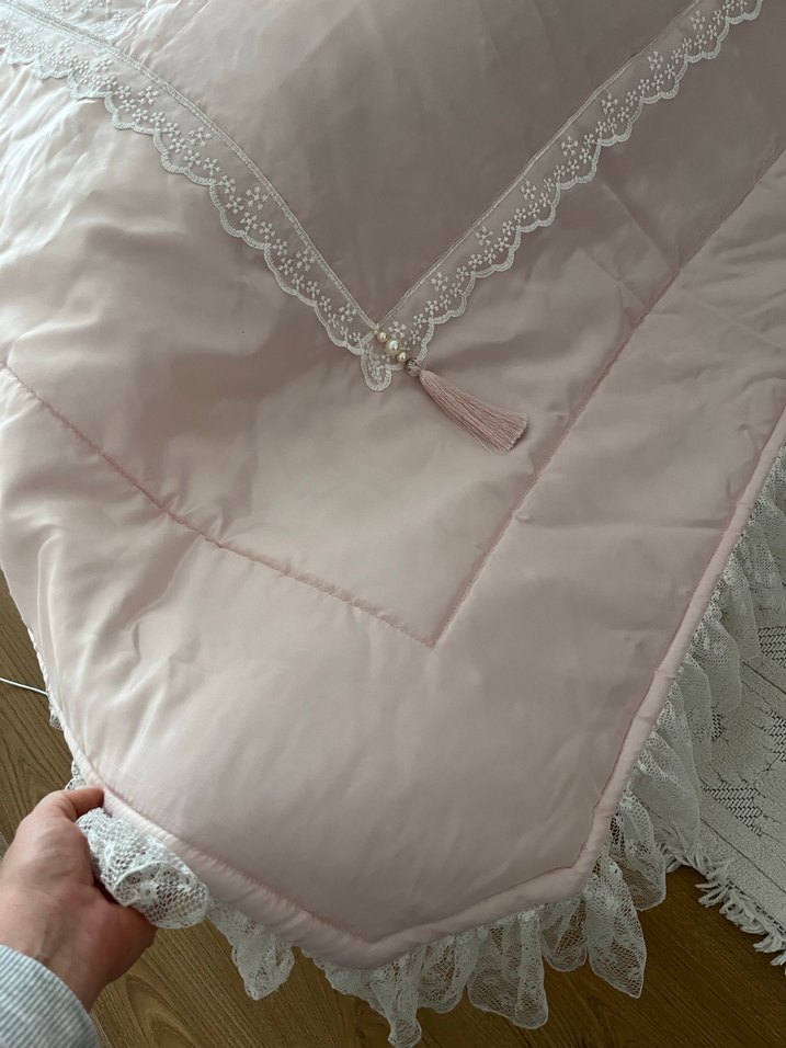 Nakışlı Pudra Pembe Yatak Örtüsü İSTİKBAL - Görsel 5