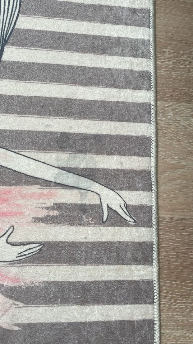 Pembe ve Gri Çizgili Çocuk Halısı - Görsel 2