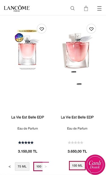  Beden Orijinal Lancome La Vie Est Belle 100ml