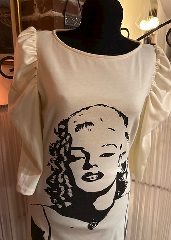 90lardan Beyaz Vintage Baskılı Mini Elbise - Görsel 2