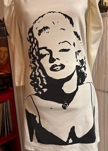 90lardan Beyaz Vintage Baskılı Mini Elbise - Görsel 5