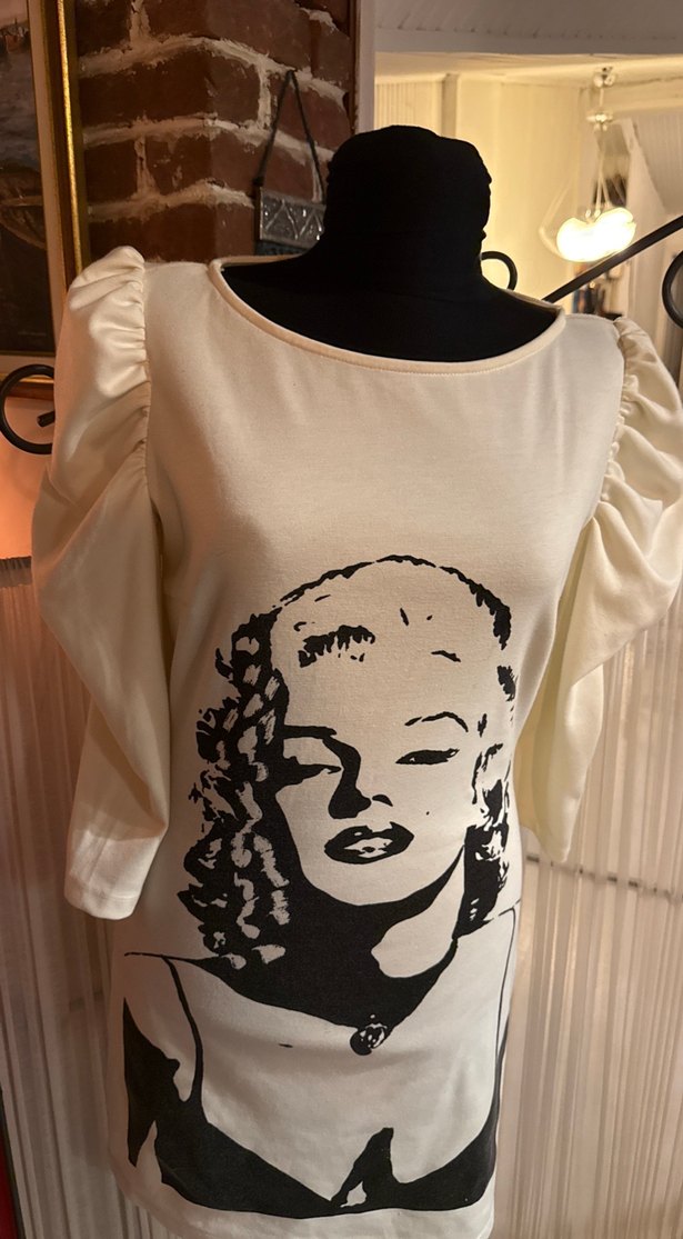 90lardan Beyaz Vintage Baskılı Mini Elbise - Görsel 2