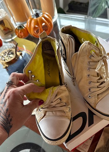 Beyaz DKNY Fermuarlı Dolgu Topuklu Sneakers - Görsel 5