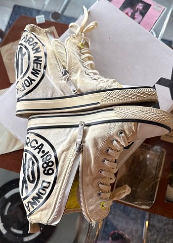 Beyaz DKNY Fermuarlı Dolgu Topuklu Sneakers - Görsel 6