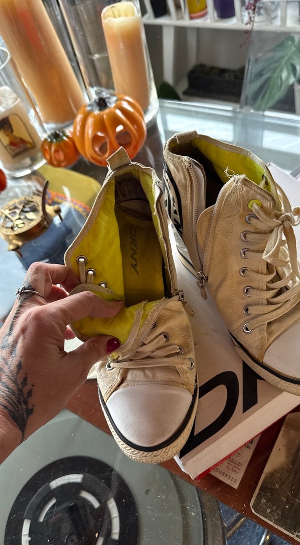 Beyaz DKNY Fermuarlı Dolgu Topuklu Sneakers - Görsel 5