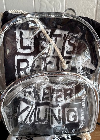 Şeffaf Fermuarlı Kadın Sırt Çantası 3 adet kesesi ile beraber - Görsel 7