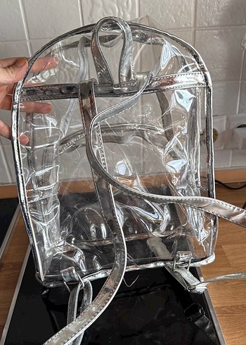 Şeffaf Fermuarlı Kadın Sırt Çantası 3 adet kesesi ile beraber - Görsel 9