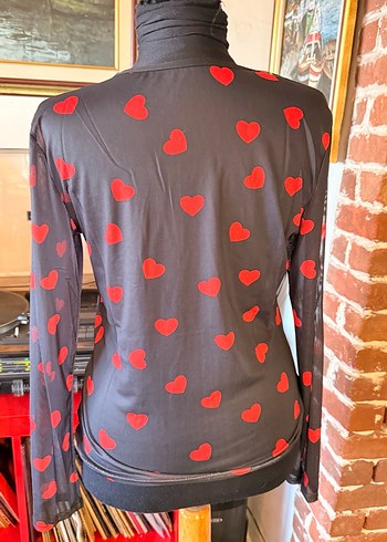 Kırmızı Kalpli transparan Bluz - Görsel 3