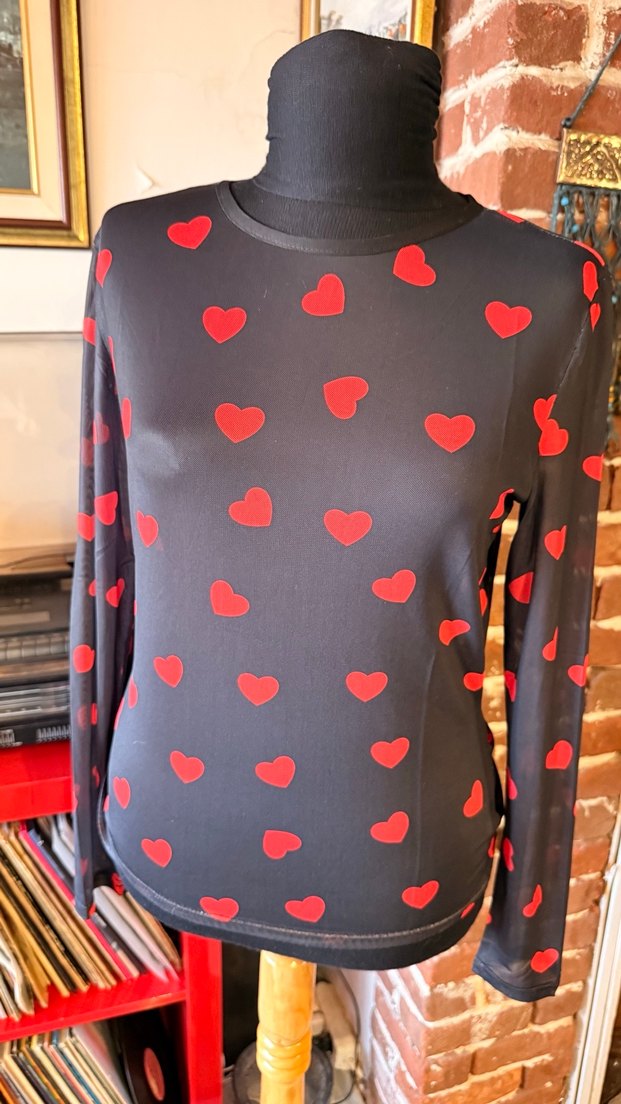 Kırmızı Kalpli transparan Bluz - Görsel 2