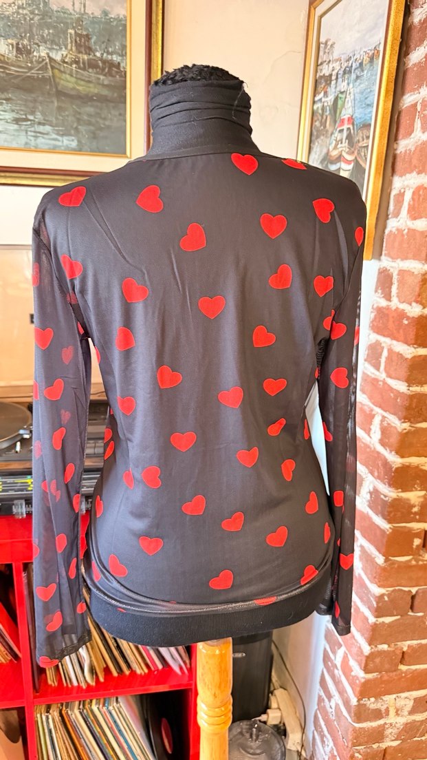 Kırmızı Kalpli transparan Bluz - Görsel 3