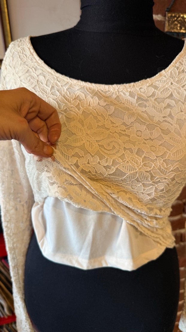 H&M Dantel Detaylı Uzun Kollu Bluz - Görsel 5