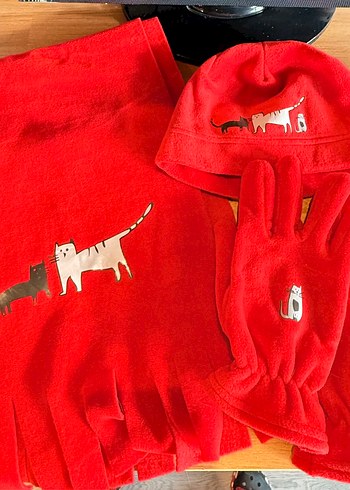 Kedili polar atkı bere eldiven seti - Görsel 5