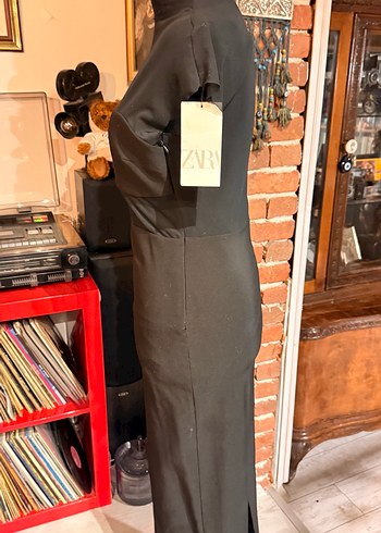 Zara tül dekolte Uzun Kalem Elbise - Görsel 3