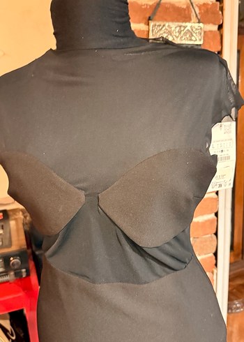 Zara tül dekolte Uzun Kalem Elbise - Görsel 2