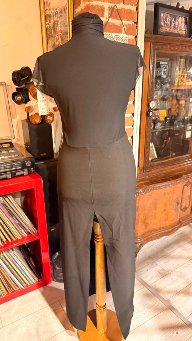 Zara tül dekolte Uzun Kalem Elbise - Görsel 4