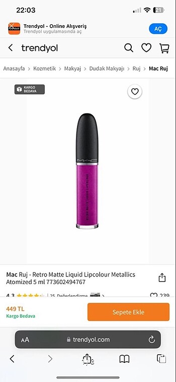 Mac ratro matte collection ruj