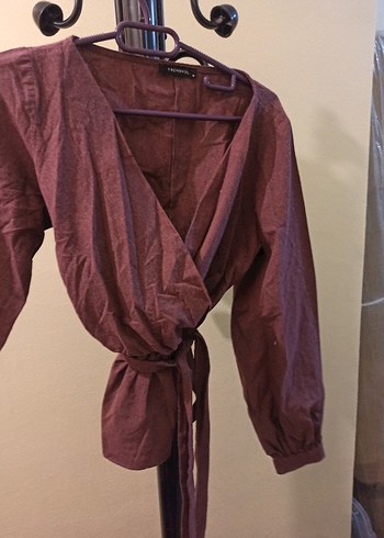 Bordo V Yaka Dökümlü bluz