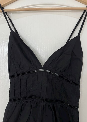 Zara V Yaka Siyah Mini Elbise - Görsel 2