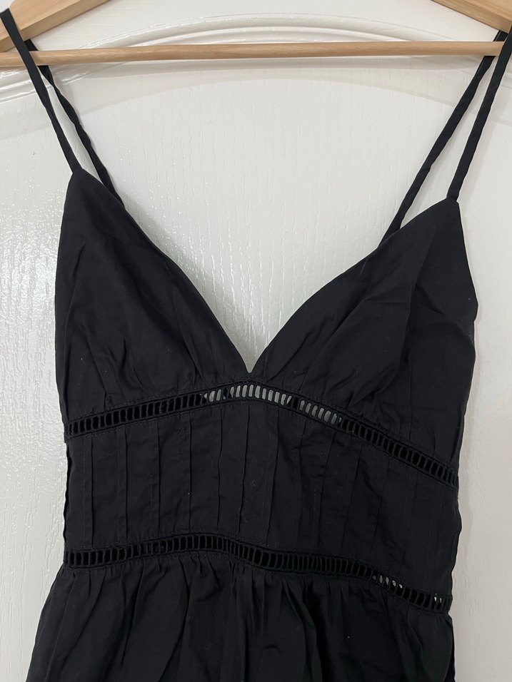 Zara V Yaka Siyah Mini Elbise - Görsel 2