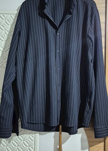 Gri Çizgili erkek Gömlek - Görsel 2