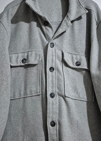 Düğmeli Gri Erkek Yün Ceket - Görsel 4