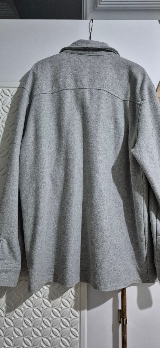 Düğmeli Gri Erkek Yün Ceket - Görsel 3