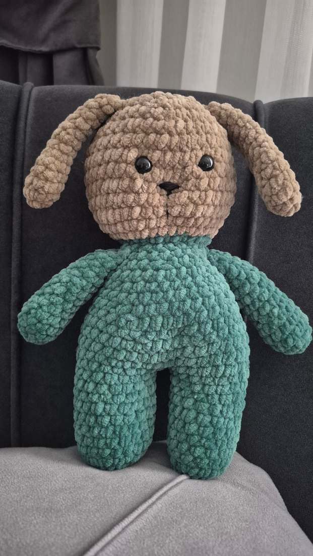 Kahverengi ve Gri amigurumi Oyuncak Tavşan - Görsel 2