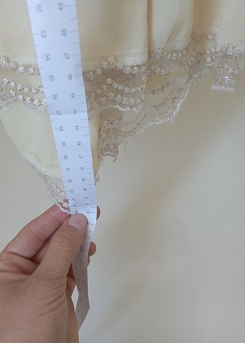 s Beden Dantel Detaylı limon sarısı bluz