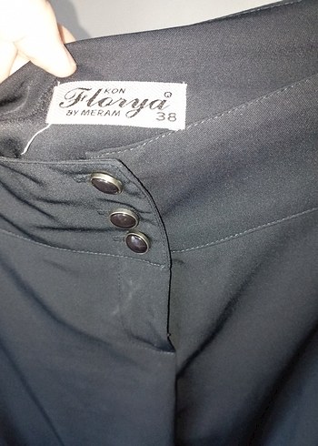 Düğmeli Siyah Kadın Kumaş Pantolon