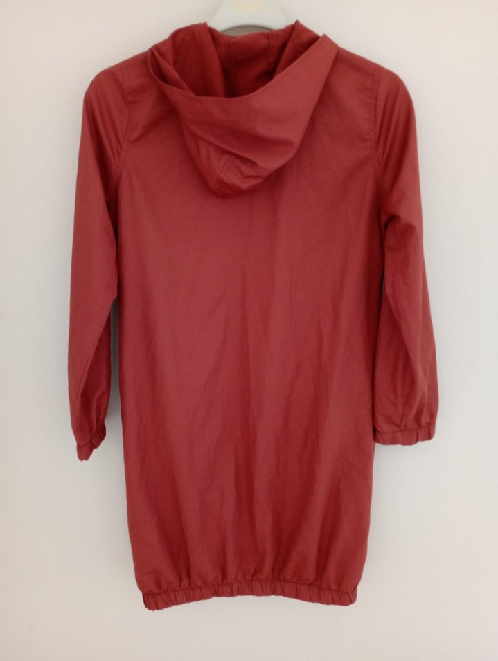 Kadın  taba rengi Kapüşonlu Uzun Yağmurluk - Görsel 3