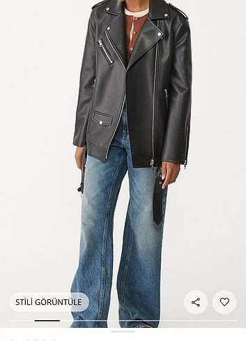 STRADIVARIUS SUNI DERİ OVERSIZE BIKER DERİ CEKET 