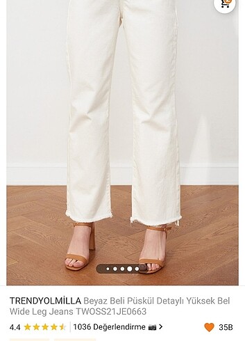 Trendyol & Milla Beyaz beli püskül detaylı wide leg jeans