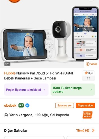 Hubble Nursery Pal Cloud 5" HD Bebek Kamerası - Görsel 3