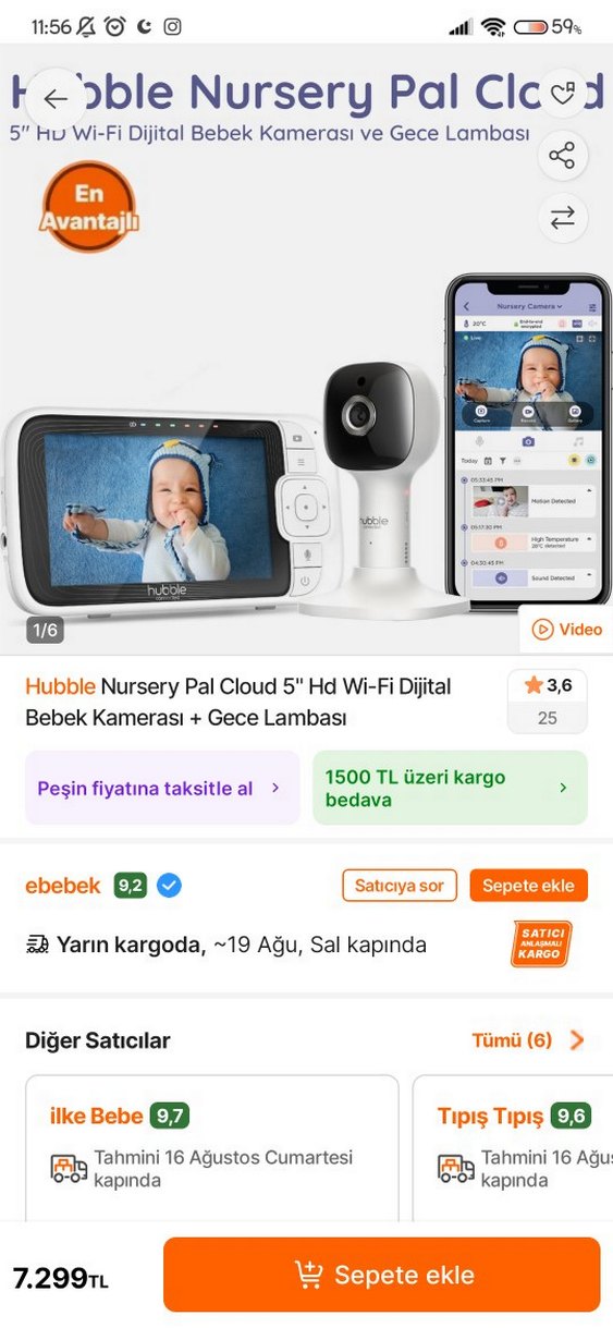 Hubble Nursery Pal Cloud 5" HD Bebek Kamerası - Görsel 3