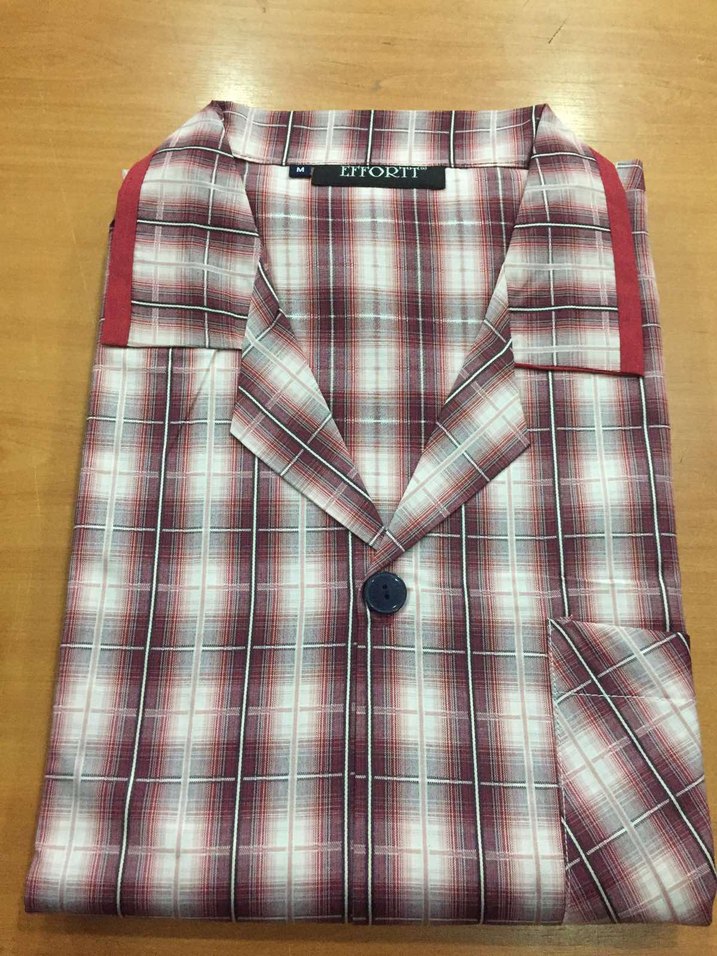 Düğmeli Kısa Kollu Kareli Erkek Pijama - Görsel 3