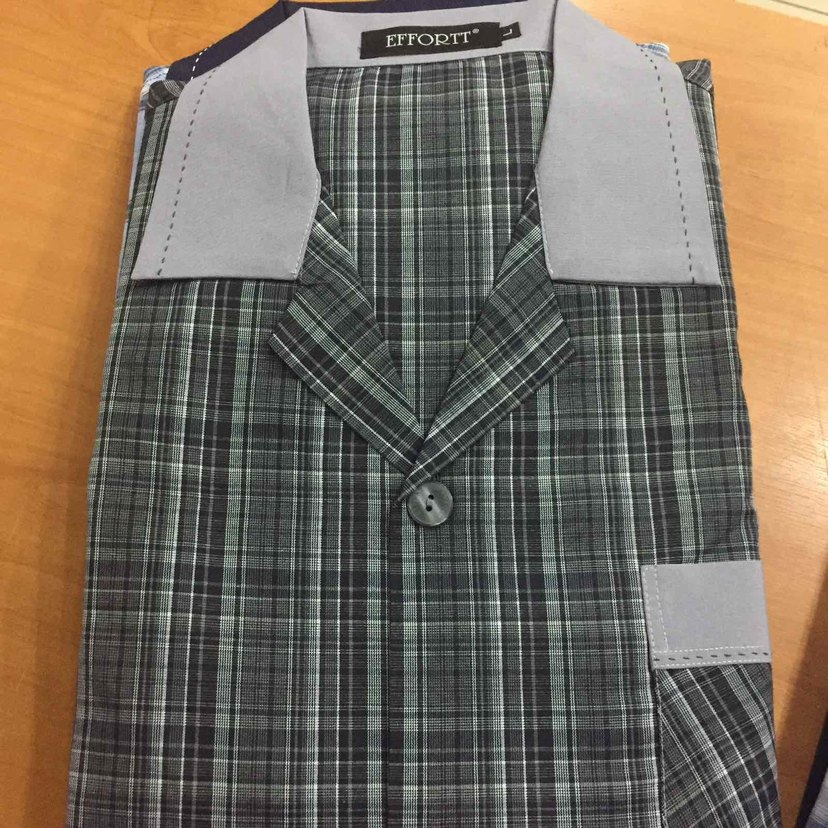 uzun Kollu Gri Ekose Erkek pijama takımı - Görsel 4