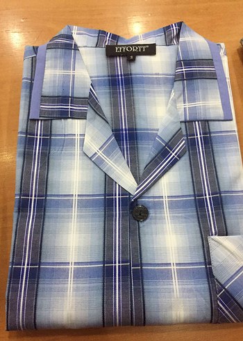 Gri Kareli Düğmeli Erkek Pijama Üstü - Görsel 8