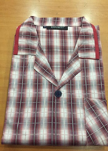 Gri Kareli Düğmeli Erkek Pijama Üstü - Görsel 9