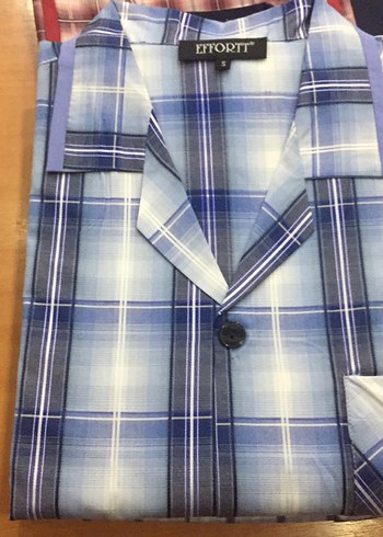 Gri Kareli Düğmeli Erkek Pijama Üstü - Görsel 2