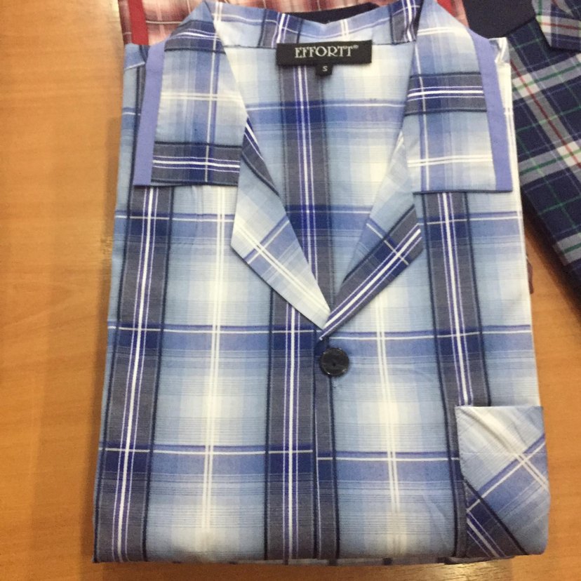 Gri Kareli Düğmeli Erkek Pijama Üstü - Görsel 2