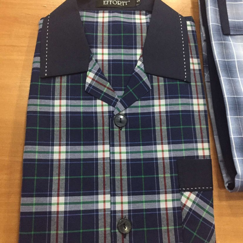 Gri Kareli Düğmeli Erkek Pijama Üstü - Görsel 5