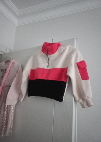 Kız Çocuk Pembe Örgü Desenli Uzun Kollu Kazak - Görsel 2