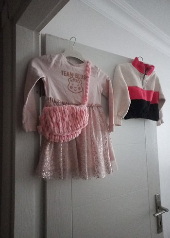 Kız Çocuk Pembe Örgü Desenli Uzun Kollu Kazak - Görsel 3