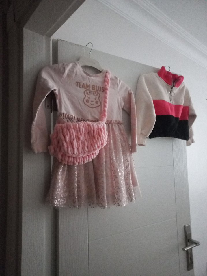 Kız Çocuk Pembe Örgü Desenli Uzun Kollu Kazak - Görsel 3