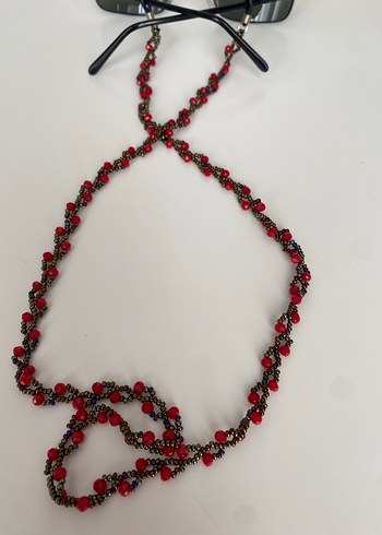 Kırmızı Boncuklu Kadın Gözlüğü Zinciri - Görsel 3